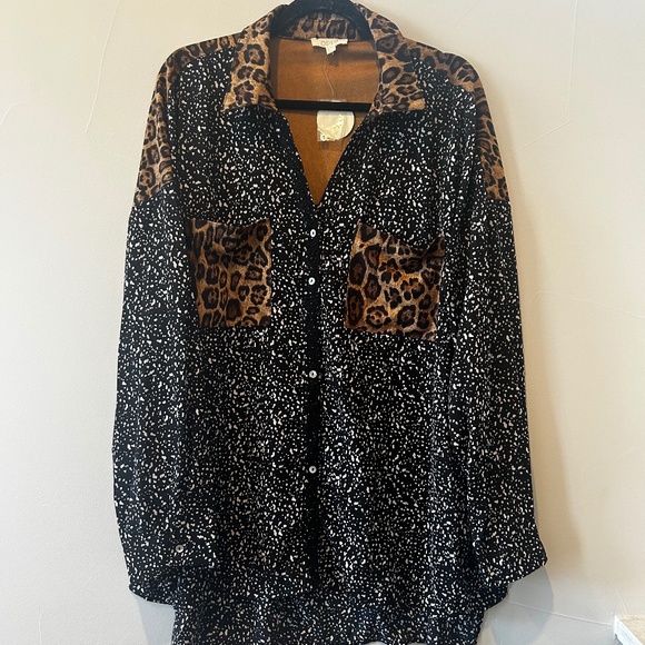Cheetah Button Down Shirt - Picture 1 of 5